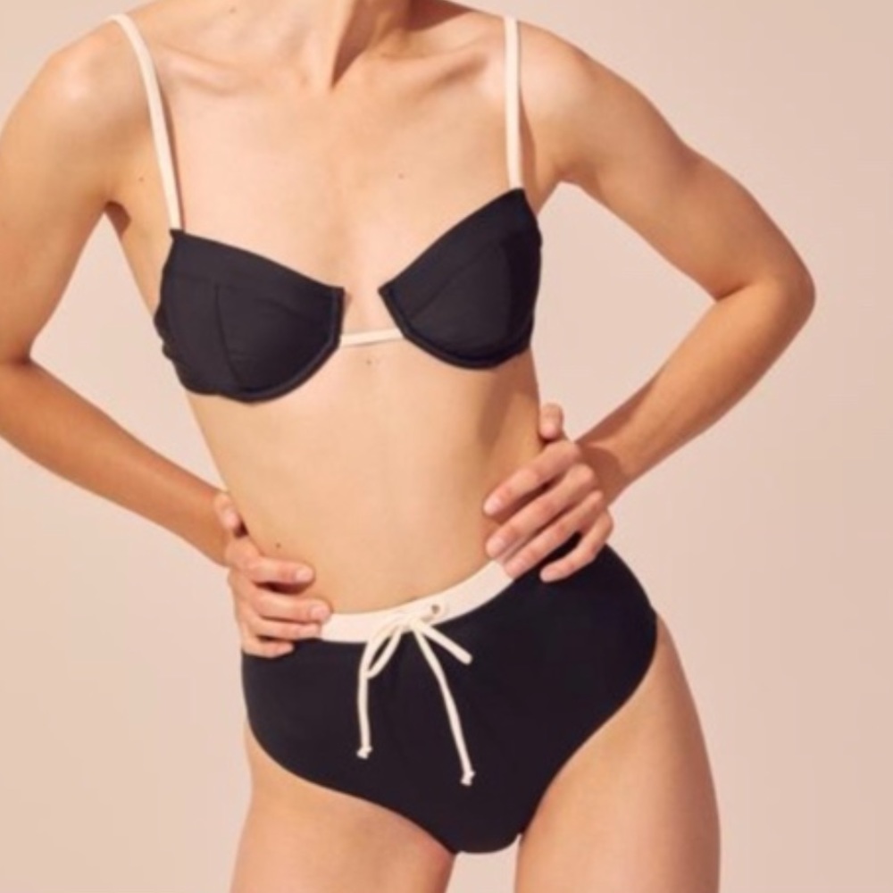 Solid & Striped The Monika bikini Bottoms Black and white size Small